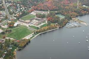 <b>Aerial view of Deep River's waterfront, marina and Mackenzie Community School courtesy of Bill Seddon.</b>